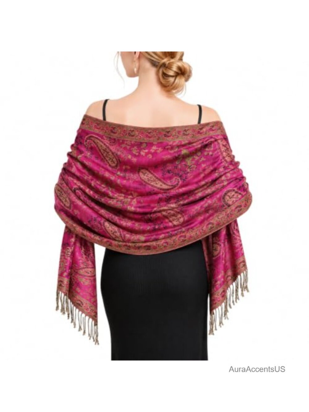 Paisley Pashmina Shawl Wrap Reversible Two-Tone Jacquard Scarf